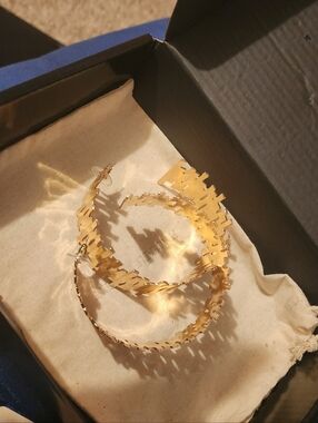 Gold Tone Textured Hoop Earrings